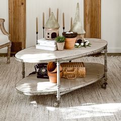 Two Tier Industrial Oval Coffee Table