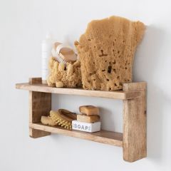 Two Tier Mango Wood Wall Shelf