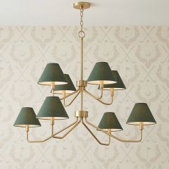 Two Tiered Green Taper Shade Chandelier