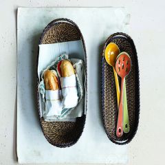 Two Tone Woven Bread Basket Set of 2