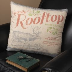 Up On The Rooftop Reindeer Feed Accent Pillow