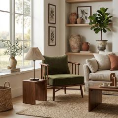 Upholstered Spindle Frame Armchair