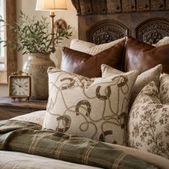 Upscale Ropes and Horseshoes Teddy Backed Throw Pillow Set of 2