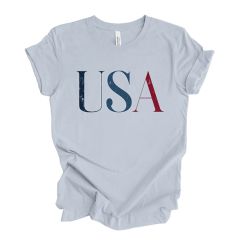 USA Light Blue Cotton Tee