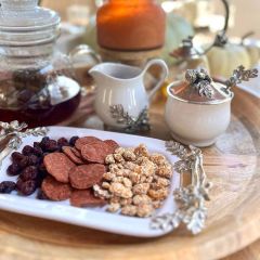 Vagabond House Stoneware Creamer Set with Pewter Acorn & Oak Leaf