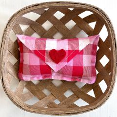 Valentine Love Letter Mini Pillow Set of 6 Pink and Red Check
