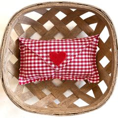 Valentine Love Letter Mini Pillow Set of 6 Red Gingham Check