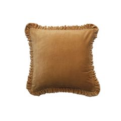 Velvet Accent Pillow With Ruffled Trim