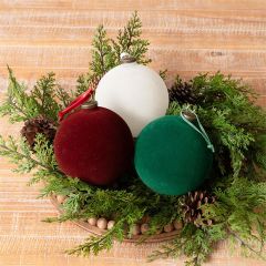 Velvet Christmas 4.5 Inch Ball Ornament Set of 3