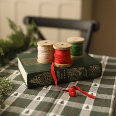 Velvet Christmas Ribbon on Wooden Spool Set of 3