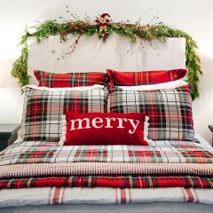 Velvet Merry Pillow With Poms