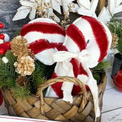Velvet Striped Fabric Candy Cane Set of 2