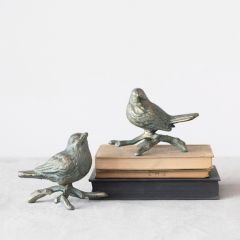 Verdigris Cast Iron Bird Set of 2