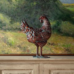 Verdigris Chicken Figure