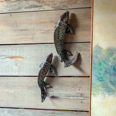 Verdigris Swimming Koi Fish Set of 2