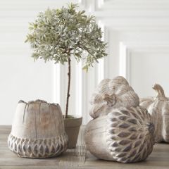 Vertical Cement Acorn Planter Pots Set of 2