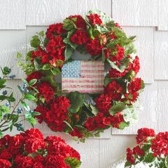Vibrant Faux Red Geranium Wreath