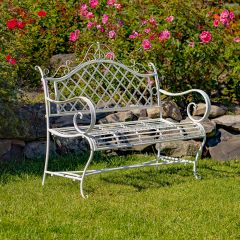 Victorian Indoor/Outdoor Garden Bench Off White