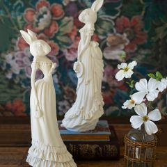 Victorian Rabbit Statue Set of 2