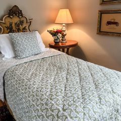 Villa Vaux Grand Gray and Green Quilt