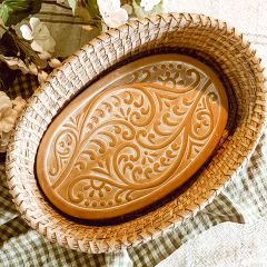 Vine Pattern 2 Piece Oval Bread Warmer