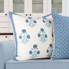 Vintage Blue Floral Design Pillow Cover