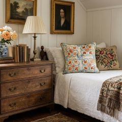 Vintage Carpet Pattern Accent Pillow with Piping