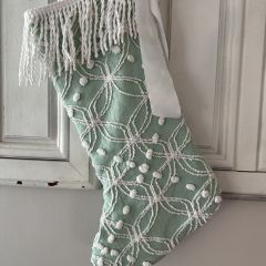 Vintage Chenille Fringed Christmas Stocking