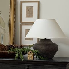 Vintage Clay Pot Table Lamp With Handles