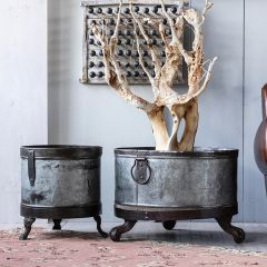 Vintage Footed Galvanized Planter