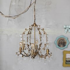 Vintage Glam Flowers and Crystals Chandelier