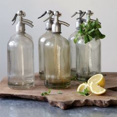 AFH FOUND Unique Vintage Glass Seltzer Bottle Set of 3
