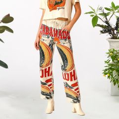 Vintage Inspired Feed Sack Aloha Cotton Drawstring Pants