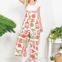 Vintage Inspired Feed Sack Tomato Cotton Overalls