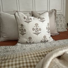 Vintage Inspired Floral Block Pillow Cover 22x22