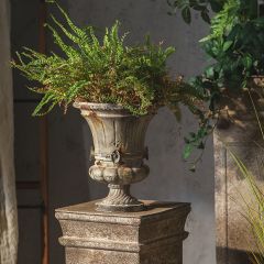 Vintage Inspired Fluted Pedestal Urn Vase