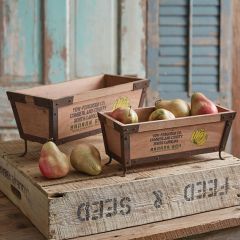 Vintage Inspired Footed Banana Box Set of 2