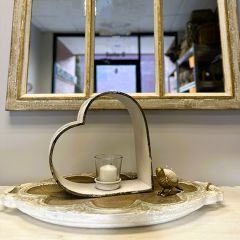 Vintage Inspired Iron Heart with Glass Candle Holder