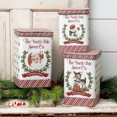 Vintage Inspired Lidded Christmas Tins Set of 3