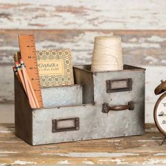 Vintage Inspired Rustic Metal Desk Organizer
