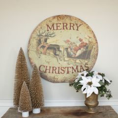 Vintage Inspired Santa And Sleigh Metal Sign