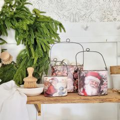 Vintage Inspired Santa Nesting Bucket Set of 3