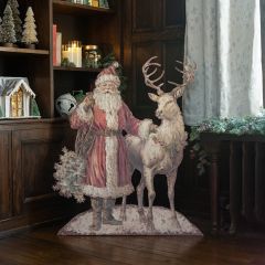 Vintage Inspired Santa with Reindeer Metal Dummy Board