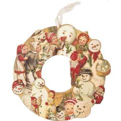 Vintage Inspired Snowman Collage Wreath
