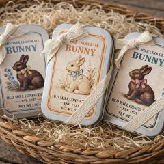 Vintage Inspired Tin With Chocolate Bunny Set of 3