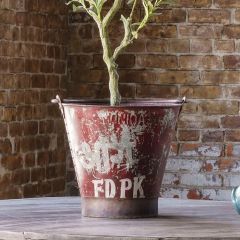 Vintage Metal Fire Bucket With Handle