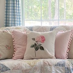Vintage Pink Rose Throw Pillow Cover