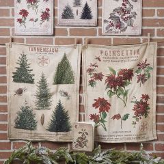 Vintage Print Christmas Plant Kitchen Towel