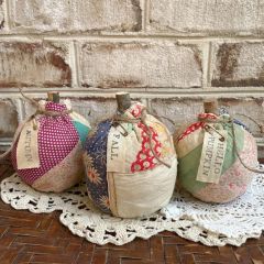 Vintage Quilt Patchwork Pumpkin Set of 2