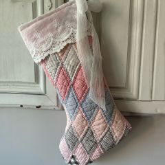 Vintage Quilt Reversible Christmas Stocking